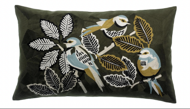 Coussin brod avec oiseau Modle Zazu